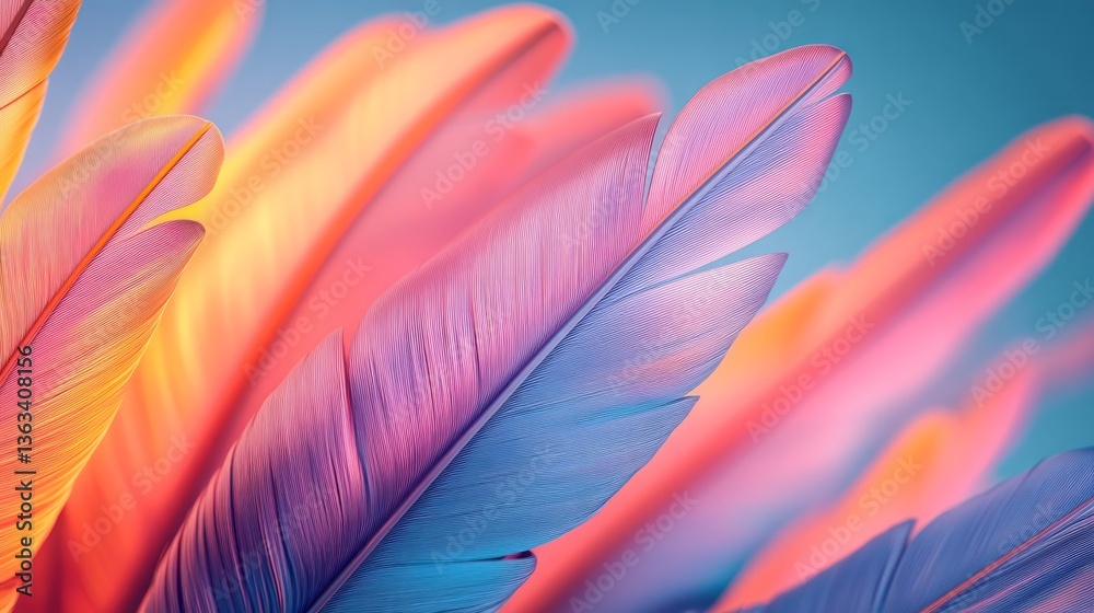 Poster abstract image showcases vibrant feathers with gentle color gradients