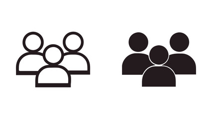 Group Icon Set – Outline & Solid Symbols of Team & Community