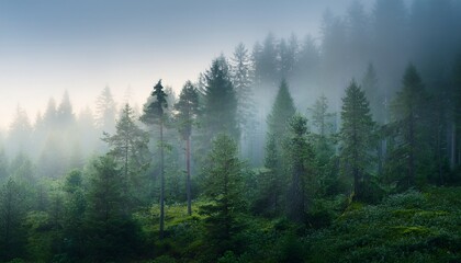 Fototapeta premium misty morning in the forest
