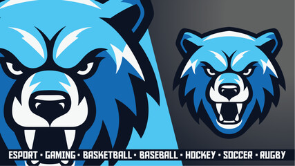 Blue Bear Mascot Logo - Fierce Vector Design for Esports, Gaming Teams & Sports Clubs (Basketball, Soccer, Hockey)