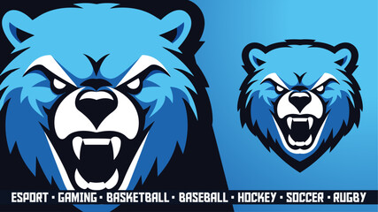 Angry Blue Bear Head Vector - Perfect Mascot for Esports Logo, Gaming Team Branding & Sports Identity