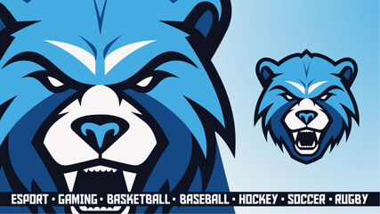 Vector Blue Bear Logo - Dynamic Mascot Art for Gaming Teams, Sports Clubs & Brand Merchandise