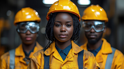 Skilled workers in safety gear focus on their task in an industrial setting during the day