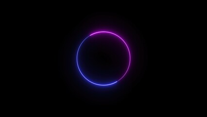 Glowing neon circle with blue and pink gradient on a black background, modern futuristic aesthetic.