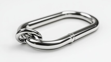 Naklejka premium A trio of metallic carabiners are joined together set against a white background