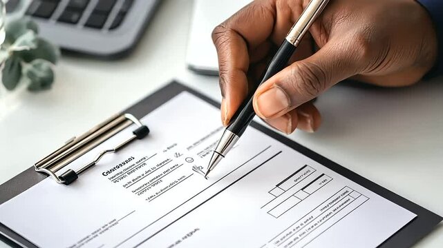 Close-up of a simple invoice being created in a basic template