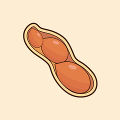 Vector illustration, whole and peeled peanuts, isolated on brown background.
