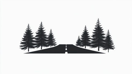 Fototapeta premium Road through pine forest, nature journey