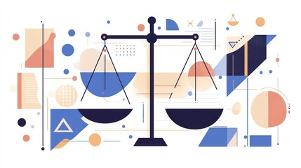 Justice scales, balance, legal concept, abstract background, website banner