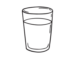 glass of water doodle hand drawn icon. Outline drawing glass of water line clipart symbol