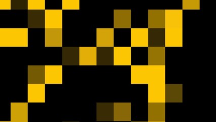 abstract pattern with a mosaic of yellow and black squares forming a bold and dynamic geometric visual effect.