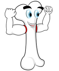 Mascot Illustration Showing Strong Bones Flexing His Muscles Cute bones mascot as a nurse, cute bones mascot character vector eps 10 on white background