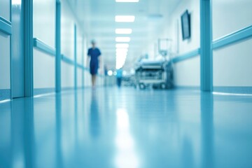 Walking Nurse in Hospital Hallway Shows Health Care Services Available