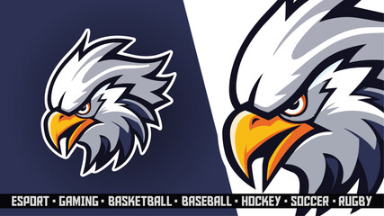 Fototapeta premium Patriotic Hawk Mascot Head - Bold American Vector Design for Competitive Teams (Esports, Gaming)