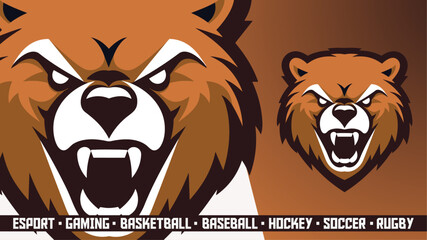 Grizzly Bear Mascot - Fierce Vector Logo for Esports & Sports Teams (Hockey, Soccer, Basketball, Gaming)