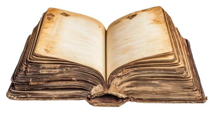 Exploring ancient knowledge open book library vintage warm isolated on transparent background
