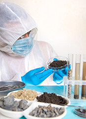 Soil testing in the laboratory. Selective focus.