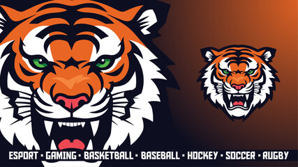 Tiger Esports Logo - Striking Wild Animal Mascot (Vector Graphic, Gaming, Hockey, Soccer)