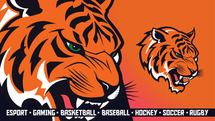Fierce Tiger Mascot Illustration - Customizable Vector for Team Identity (Basketball, Baseball, Rugby)