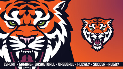 Predator Tiger Logo - Bold Mascot Head for Sports Branding (Esports, Gaming, Hockey, Soccer)