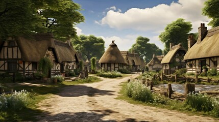 A photo of a quaint countryside village
