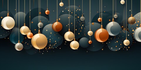 Hanging Ornament Decorations with Golden Accents on Dark Background for Celebrations