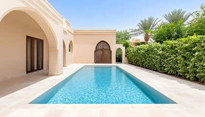 Tranquil villa with private pool and lush landscaping