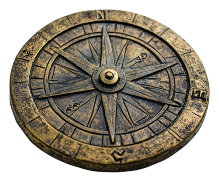 Exploring Navigation Tools Vintage Compass Still Life Indoor isolated on transparent background