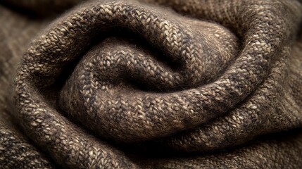 Obraz premium Rolled Brown Knitted Fabric Texture.