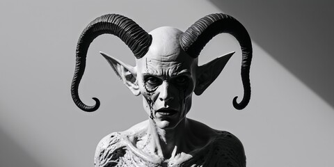 A Grotesque Figurine With Horns And Elfin Ears.