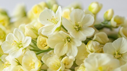Obraz premium Close-up of fresh fennel flowers with delicate yellow petals and green stems, creating a minimalistic and soft aesthetic