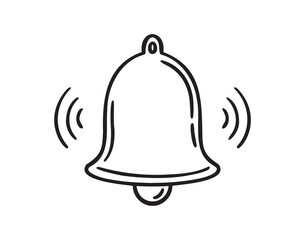 bell notification doodle hand drawn icon. Outline drawing bell notification line clipart symbol