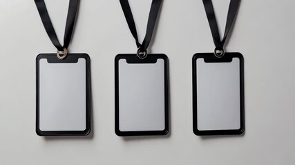 Identification badges displayed on a plain white background showcase a professional design suited for corporate events and conferences