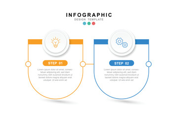 Vector Infographic label design template with icons and 2 options or steps.