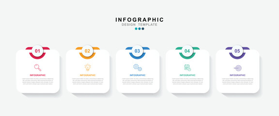 Vector Infographic label design template with icons and 5 options or steps. for your business data. Vector Illustration.