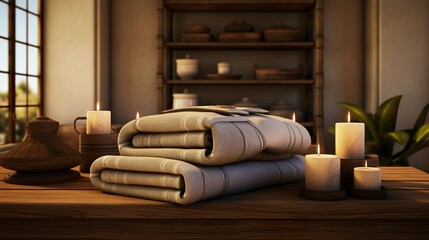 A photo of a spa treatment room with plush robes