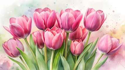 Obraz premium pink tulips on a white background