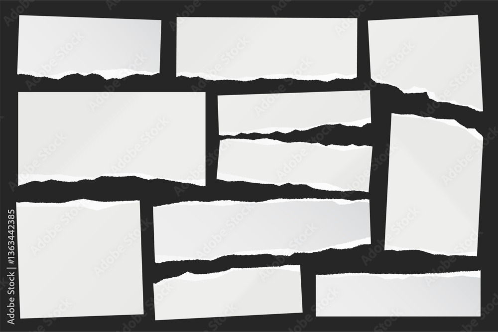 Canvas Prints ripped paper strips. realistic crumpled paper scraps with torn edges. shreds of notebook, book or ol