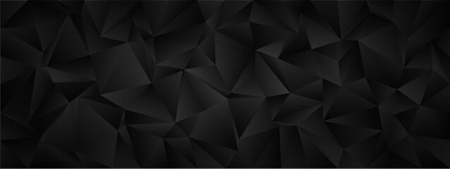 Geometric abstract dark pattern with black polygonal triangles for modern design.