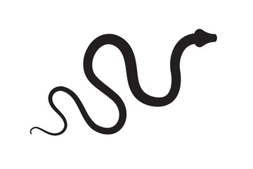 Black silhouette snake icon. Isolated snake symbol on white background. Abstract snake sign