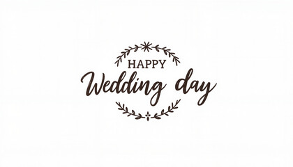 Happy Wedding Day lettering in minimalist style, celebration concept