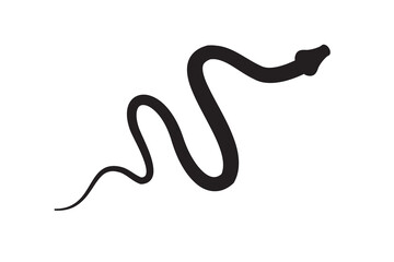 Black silhouette snake icon. Isolated snake symbol on white background. Abstract snake sign