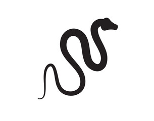 Black silhouette snake icon. Isolated snake symbol on white background. Abstract snake sign