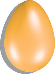 Glossy Easter egg in yellow with soft shadows and highlights. 3D illustration