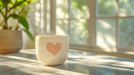 Heart Mug, Sunny Window, Morning Calm