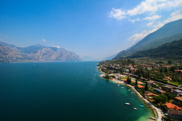 Beautiful overview of the lake Lago di Garda in Italy