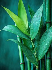Obraz premium Macro Photography of Green Bamboo Plant Stem with Natural Textures