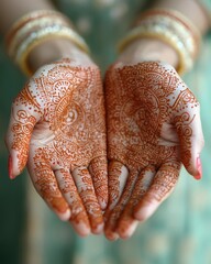 Intricate Henna Designs Adorn Hands, a Symbol of Celebration and Culture