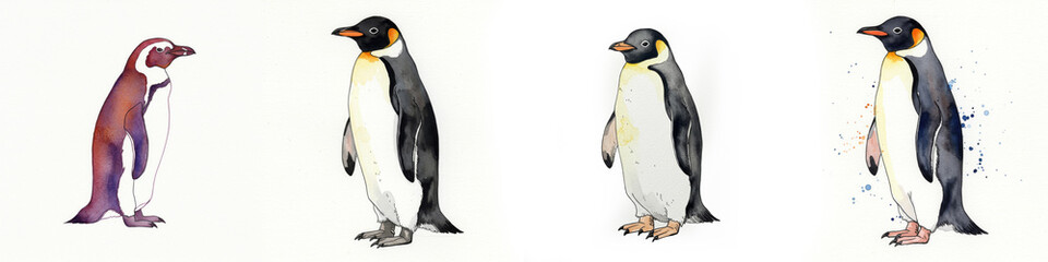 Obraz premium Unique Penguin Line Art: Full Body Illustration - Elegant penguin line art, symbolizing grace, resilience, winter, the Antarctic, and wildlife. A perfect for various projects