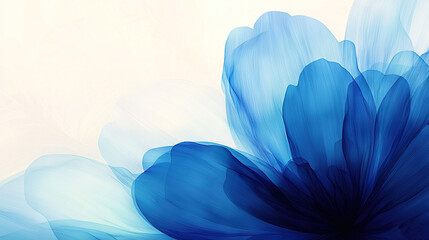   A white background showcases the blue hue of a flower